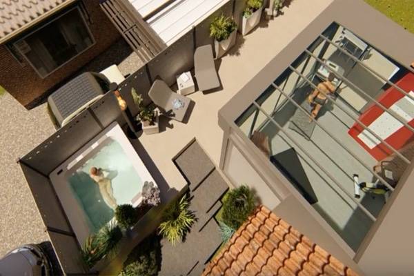 Véranda moderne avec toit en verre pour espace détente extérieur