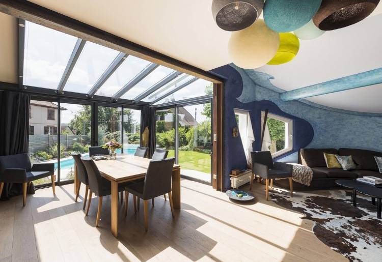 réalisation2 veranda-gris-anthracite-toit-vitre-salle-a-manger-salon